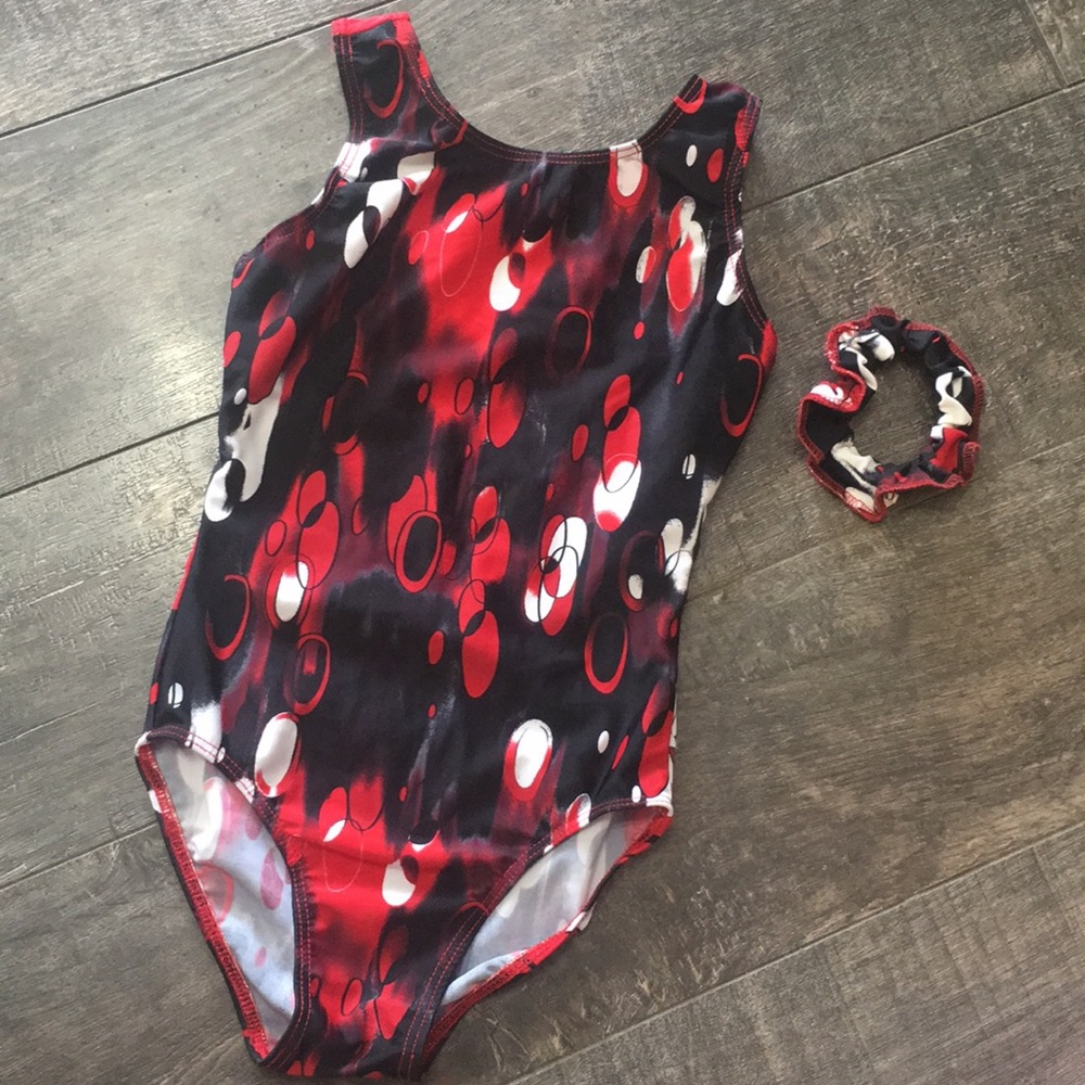 ❤️🖤 Destira Leotard with matching Scrunchie 🖤❤️